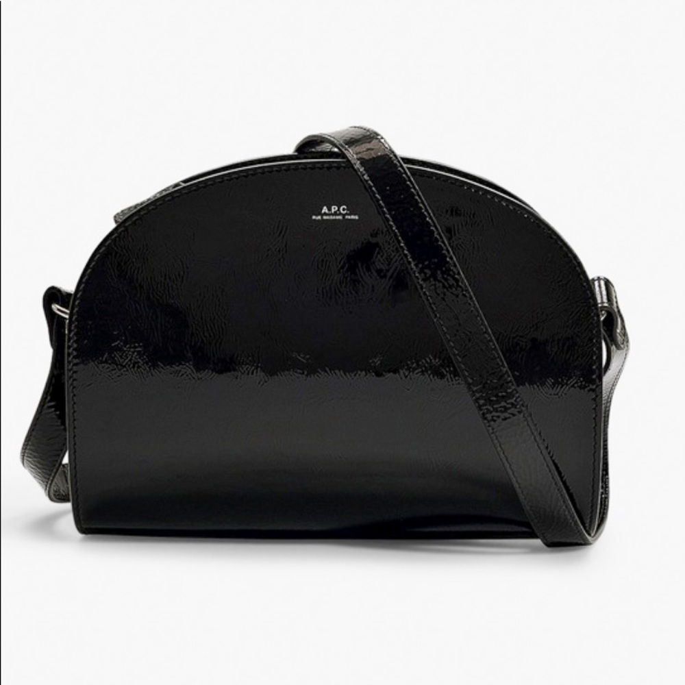 SOLD A.P.C. Demi Lune black patent leather bag